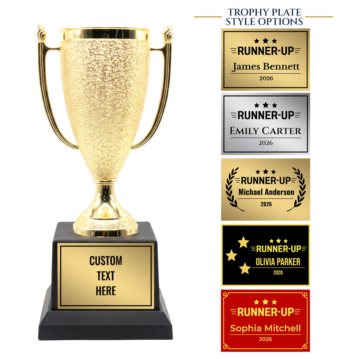 All Quality Runner-Up Cup Trophy, Custom Engraved Gold Cup — Personalized Runner-Up Award for Contests & Competitions