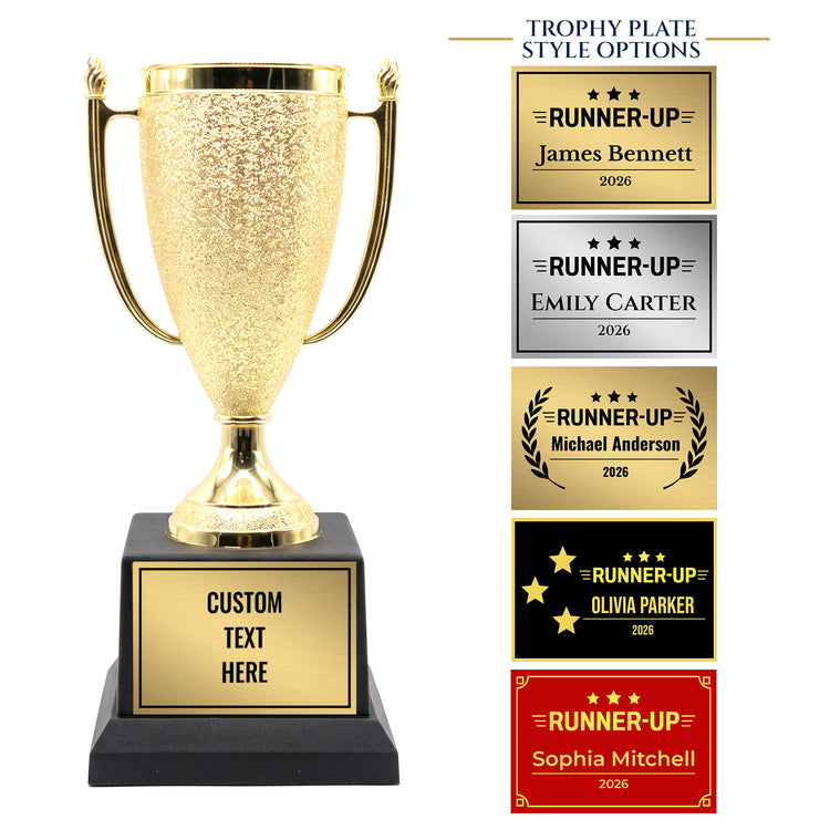 All Quality Runner-Up Cup Trophy, Custom Engraved Gold Cup — Personalized Runner-Up Award for Contests & Competitions