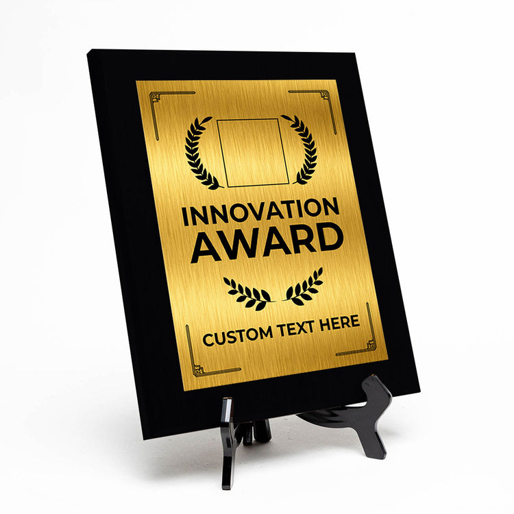 Innovation Award Award Personalized (Black) Wall Plaque With Easel Acrylic Stand | Workplace Recognition Ceremonies Award Plaques