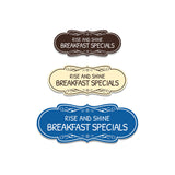 Signs ByLITA Designer Rise and Shine: Breakfast Specials Durable ABS Plastic Laser Engraved Easy Installation Elegant Design Wall or Door Sign
