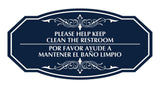 Signs ByLITA Victorian Please Help Keep Clean the restroom/Por favor ayude a mantener el Baño limpio Bilingual Wall or Door Sign