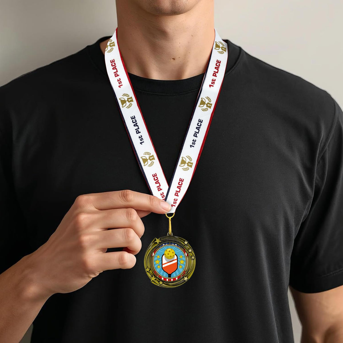 All Quality Stars Design Pickleball Medal - 1st, 2nd, 3rd Place