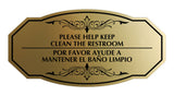 Signs ByLITA Victorian Please Help Keep Clean the restroom/Por favor ayude a mantener el Baño limpio Bilingual Wall or Door Sign