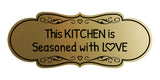 Signs ByLITA Designer This Kitchen is Seasoned with Love Durable ABS Plastic Laser Engraved Easy Installation Elegant Design Wall or Door Sign