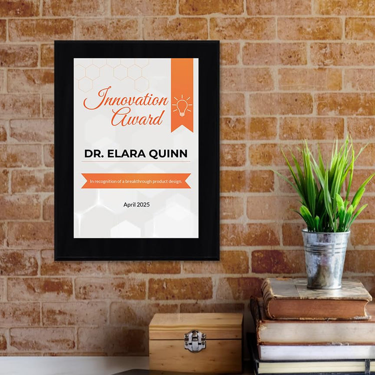 Innovation Award (Wooden) Wall Plaque With Easel Acrylic Stand | Certificates & Achievements Personalized Wall Prints (Plaques)