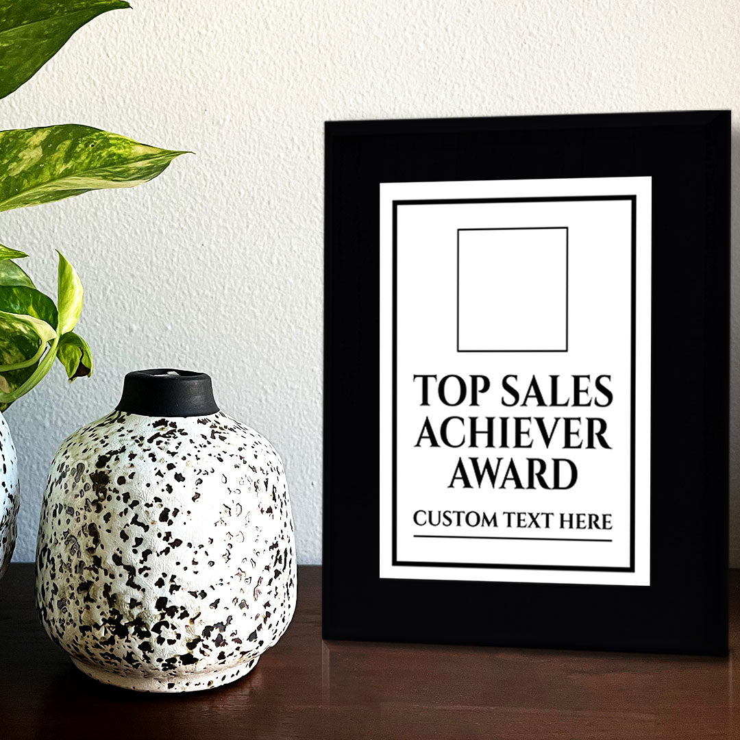 Top Sales Achiever Award Personalized (Black) Wall Plaque With Easel Acrylic Stand | Workplace Recognition Ceremonies Award Plaques