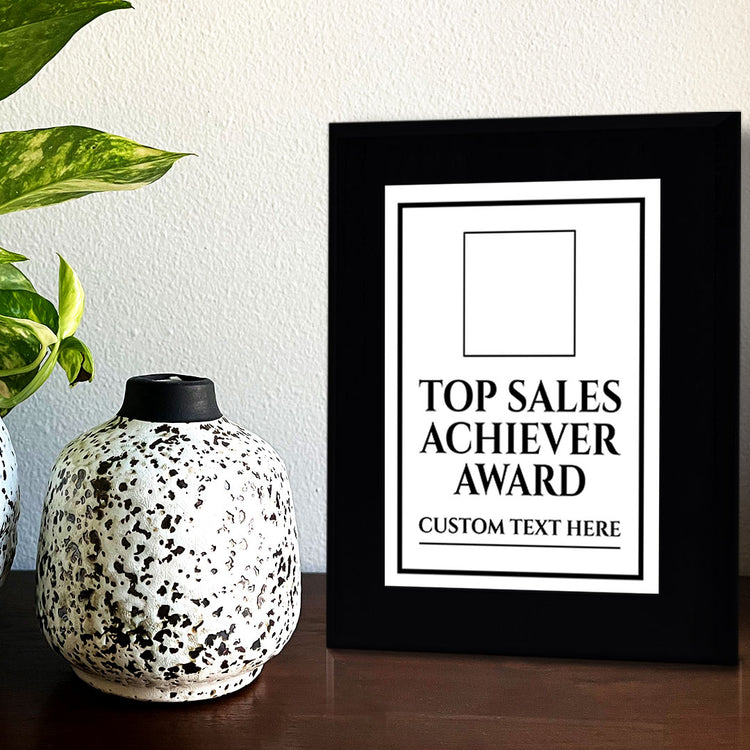 Top Sales Achiever Award Personalized (Black) Wall Plaque With Easel Acrylic Stand | Workplace Recognition Ceremonies Award Plaques