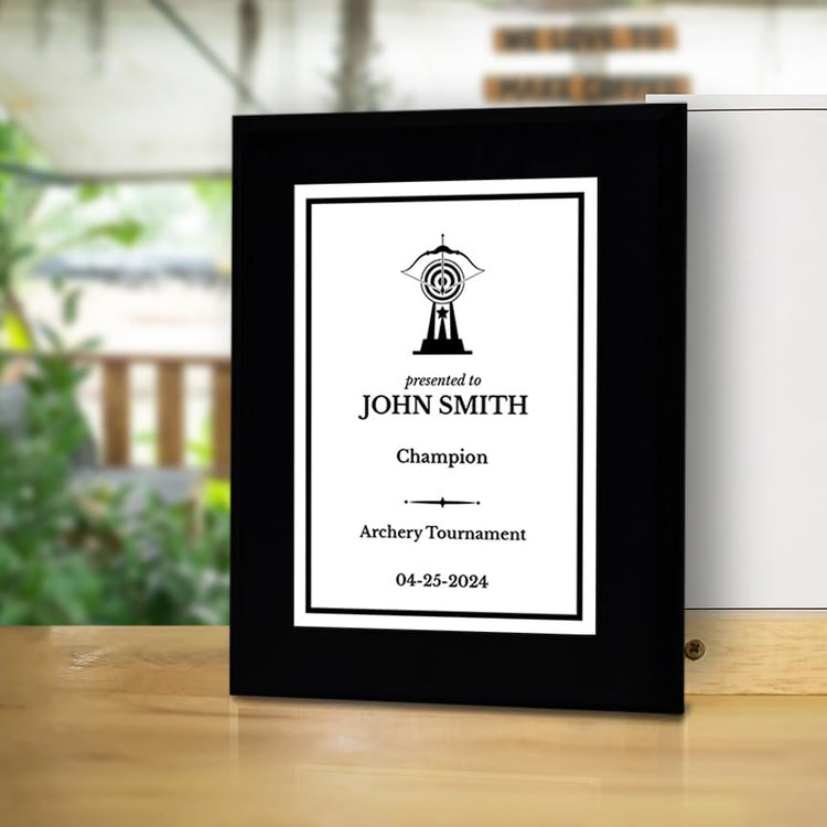 Archery Customizable Black Frame Wooden Award Plaque | Easel Mount Option | Achievement and Recognition Personalizable Plaques | Sports Award