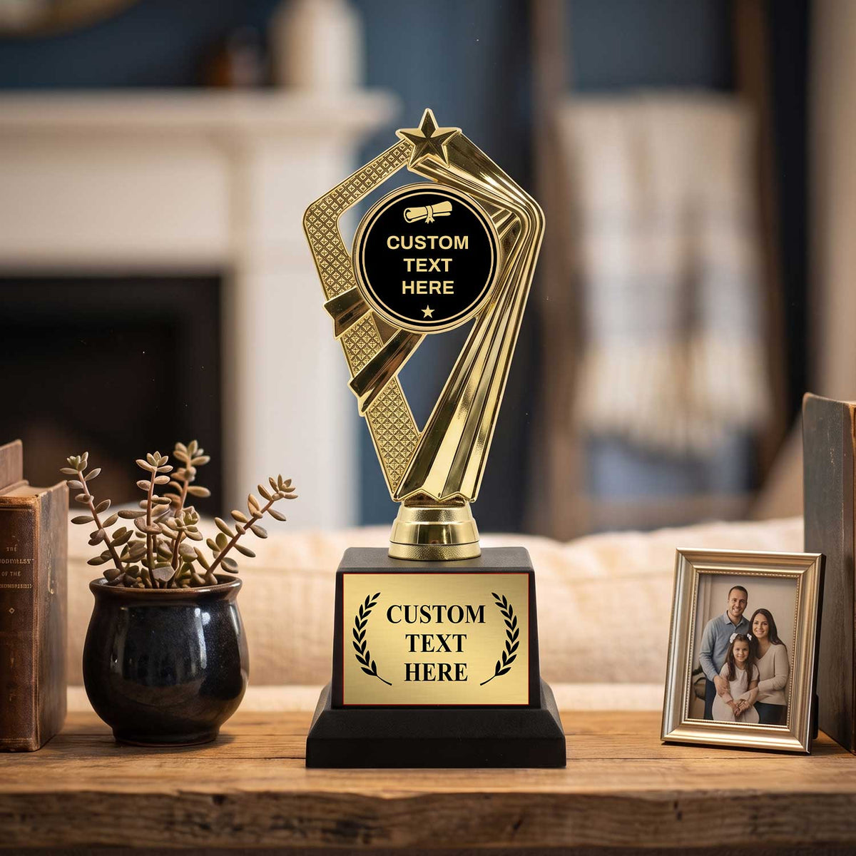 Academic Custom Insert Trophy Awards (Diploma, Globe, Grad Cap) - Engraved