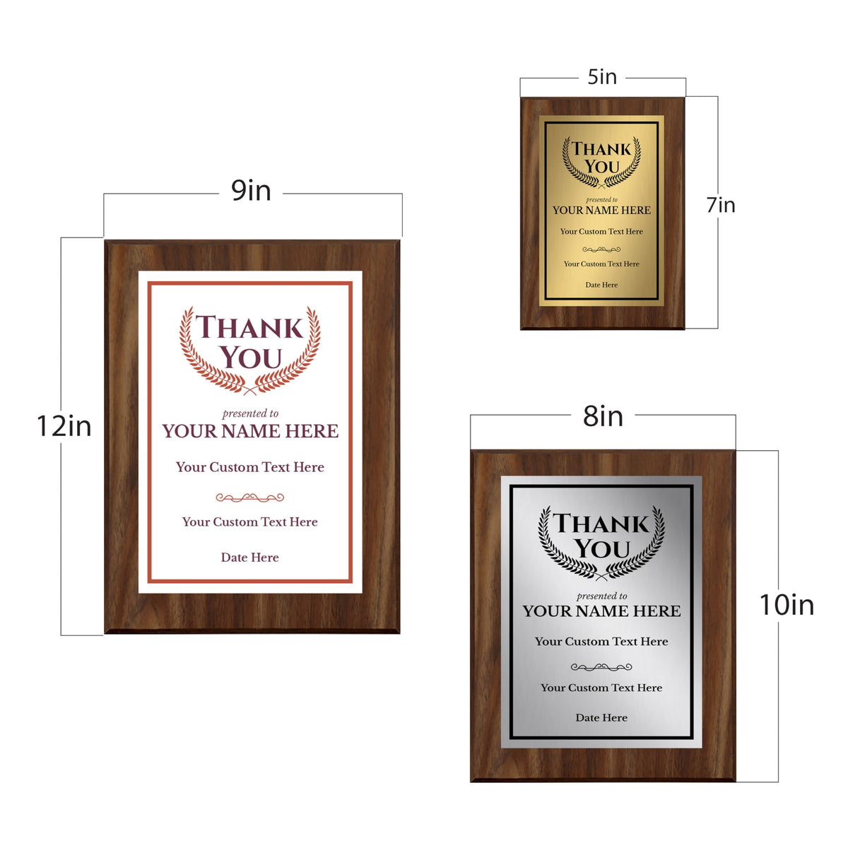 Thank You Gratitude and Appreciation Customizable Award Plaque | Easel Mount Option | Recognition of Achievement and Service Personalizable Plaques