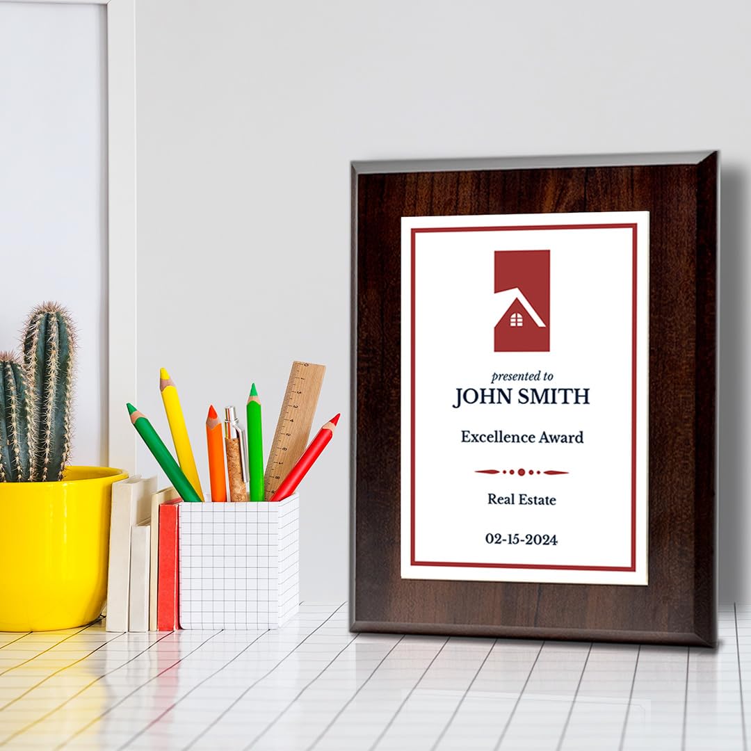 Real Estate Theme Customizable Award Plaque | Easel Mount Option | Recognition of Achievement and Service Personalizable Plaques