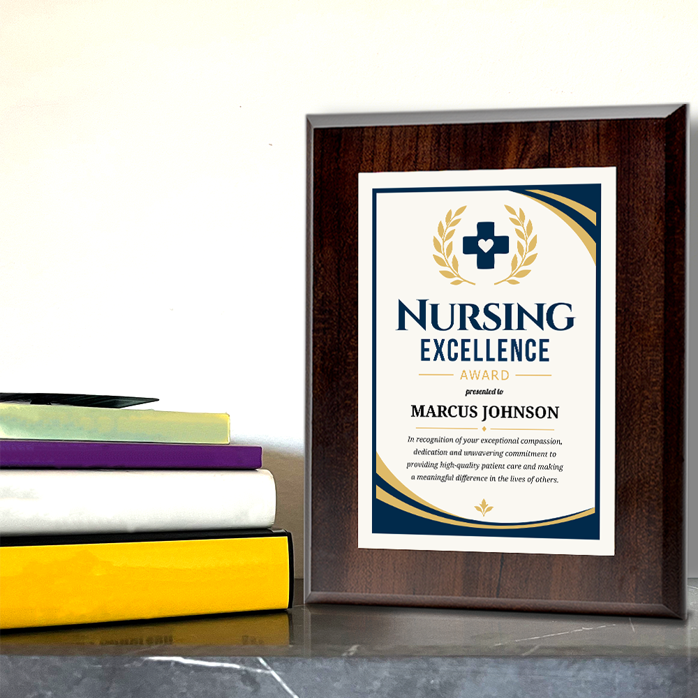 Nursing Excellence Award Personalized Wall Plaque With Easel Acrylic Stand | Professional/Industry Recognition Award Plaques