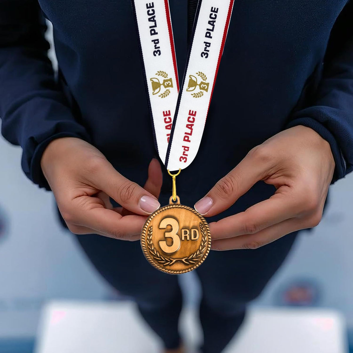 1st 2nd 3rd Place High Relief Award Medals - 3 Piece Set (Gold, Silver, Bronze) Includes Custom Designed Neck Ribbon