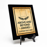 Above and Beyond Award Personalized (Black) Wall Plaque With Easel Acrylic Stand | Workplace Recognition Ceremonies Award Plaques