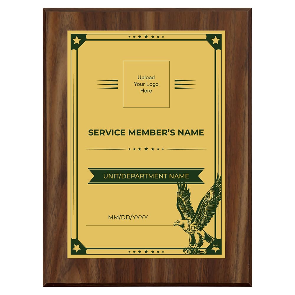 Military or Police Recognition (Gold Army Green) Wooden Wall Plaque With Easel Acrylic Stand | Certificates & Achievements Personalized Wall Prints (Plaques)