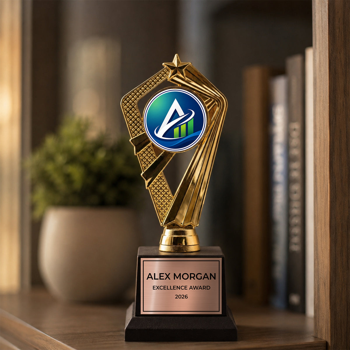All Quality Custom Logo Trophy, Blank Insert for Your Own Logo — Personalized Corporate & Branded Recognition Award