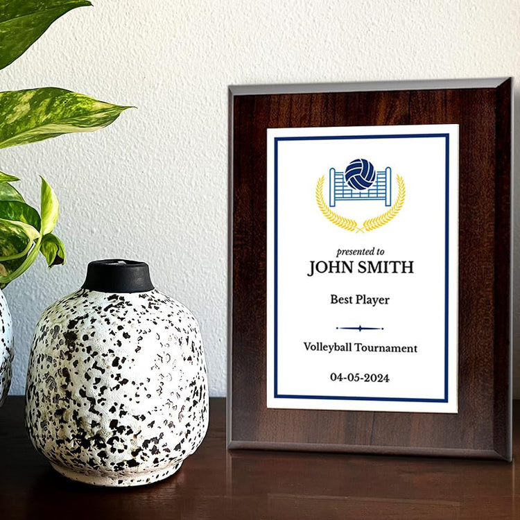 Volleyball Customizable Wooden Award Plaque | Easel Mount Option | Achievement and Recognition Personalizable Plaques