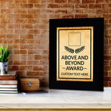 Above and Beyond Award Personalized (Black) Wall Plaque With Easel Acrylic Stand | Workplace Recognition Ceremonies Award Plaques