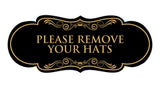 Signs ByLITA Designer Please Remove Your Hats Elegant Design Clear Messaging Durable Construction Easy Installation Wall or Door Sign