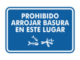Signs ByLITA Classic Framed Prohibido Arrojar Basura en Este Lugar Graphic Spanish Security Wall or Door Sign
