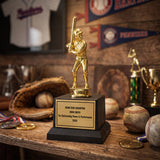 All Quality Baseball Trophy, Blank 5" Batter Figure, Black Base — Ready to Engrave, for Coaches & Leagues Who Personalize In-House