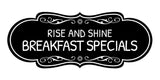 Signs ByLITA Designer Rise and Shine: Breakfast Specials Durable ABS Plastic Laser Engraved Easy Installation Elegant Design Wall or Door Sign
