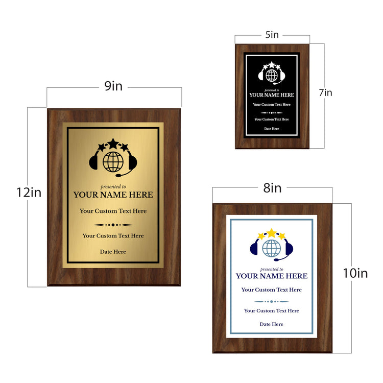 Customer Service Recognition Customizable Award Plaque | Easel Mount Option | Achievement and Service Personalizable Plaques