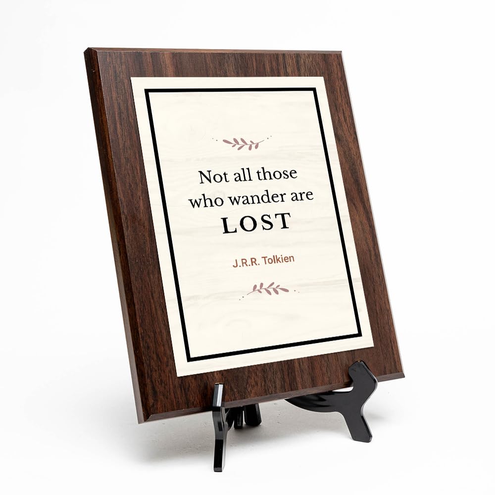 Not all those who wander are lost – J.R.R. Tolkien Decorative Wall Plaque With Easel Acrylic Stand | Great Literature Decor