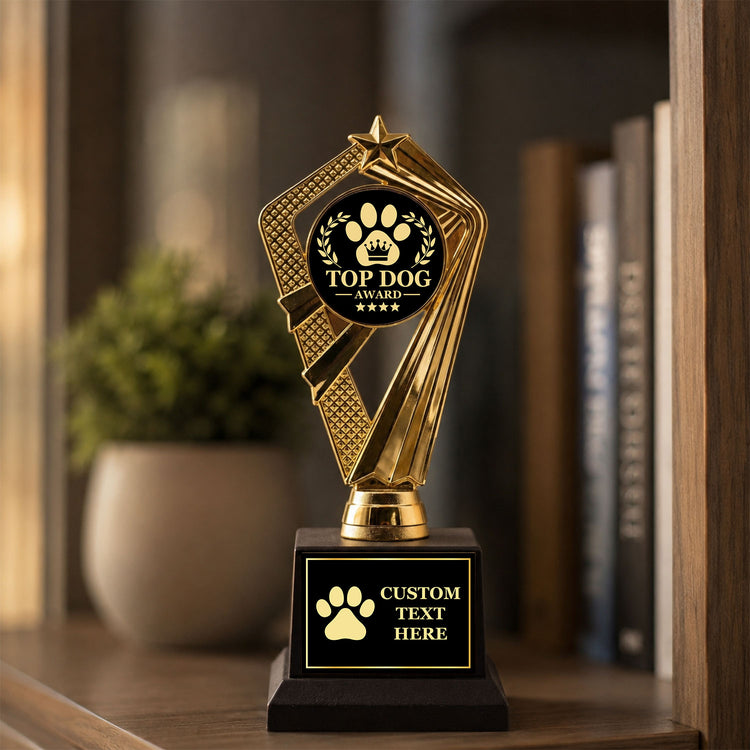 Gaucho Goods Top Dog Award Trophy, Custom Engraved Dog Gift — Personalized Award for Dog Shows, Training Classes & Competitions