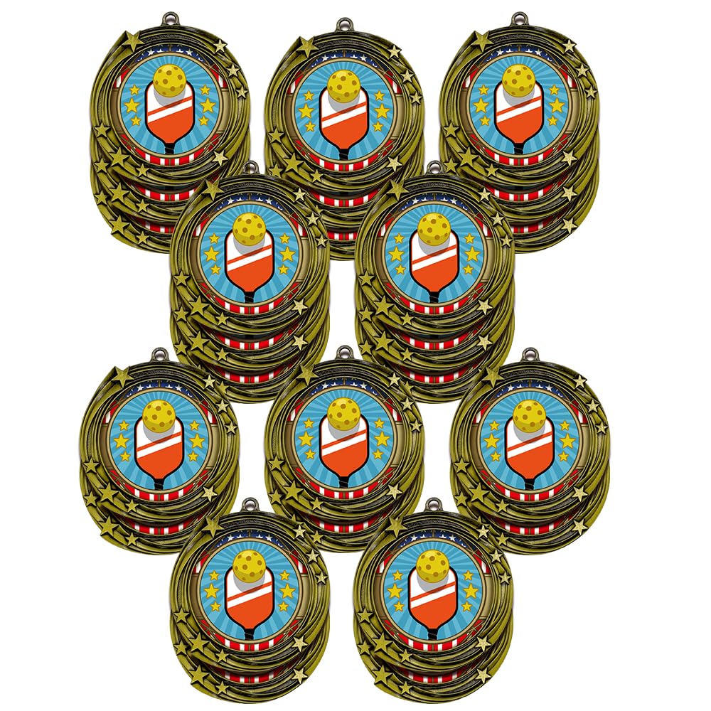 All Quality Stars Design Pickleball Medal - 1st, 2nd, 3rd Place