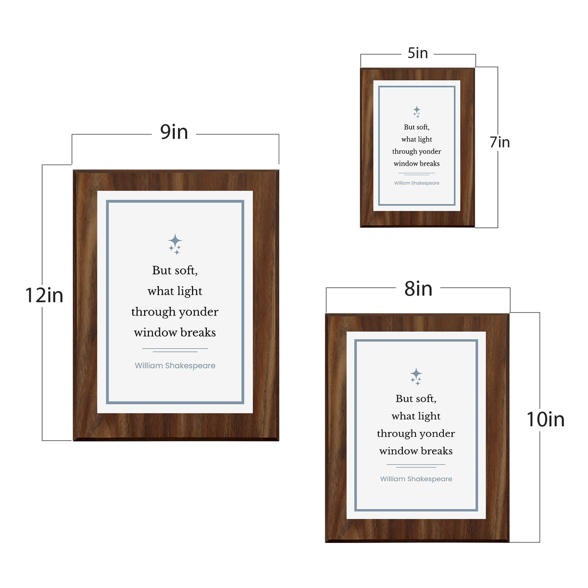 But soft, what light through yonder window breaks – William Shakespeare Decorative Wall Plaque With Easel Acrylic Stand | Great Literature Decor