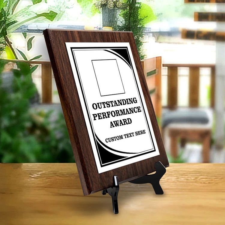 Outstanding Performance Award Personalized (Wooden) Wall Plaque With Easel Acrylic Stand | Workplace Recognition Ceremonies Award Plaques