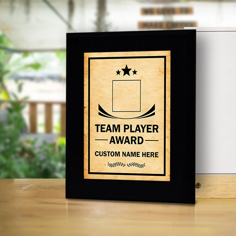 Team Player Award Personalized (Black) Wall Plaque With Easel Acrylic Stand | Workplace Recognition Ceremonies Award Plaques