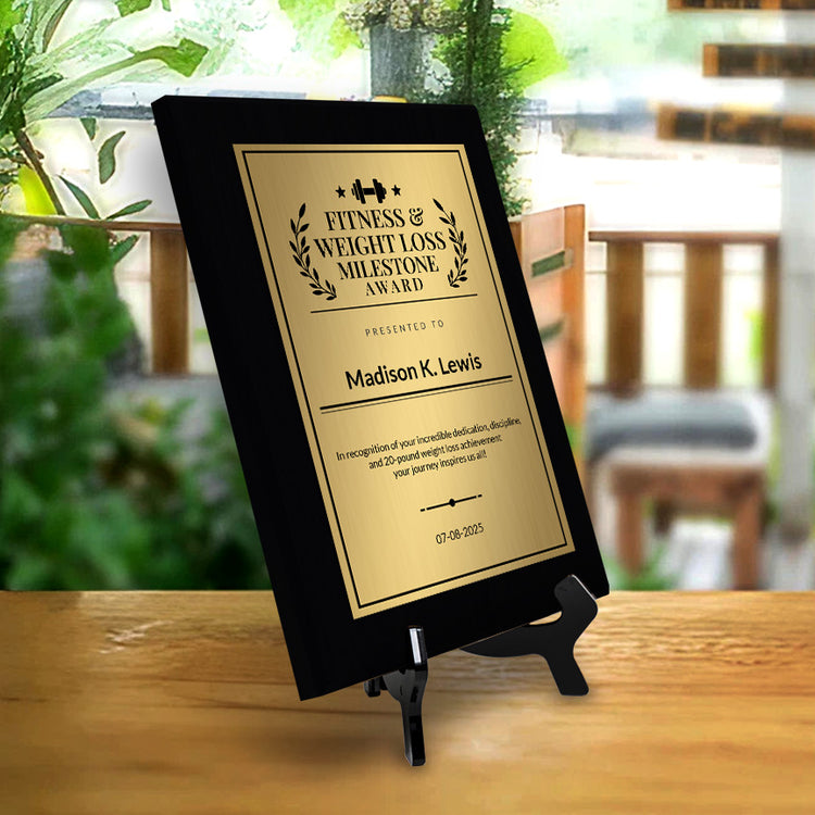 Fitness & Weight Loss Milestone Custom Award Wall Plaque With Easel Acrylic Stand | Personal Achievement Wall Plaques