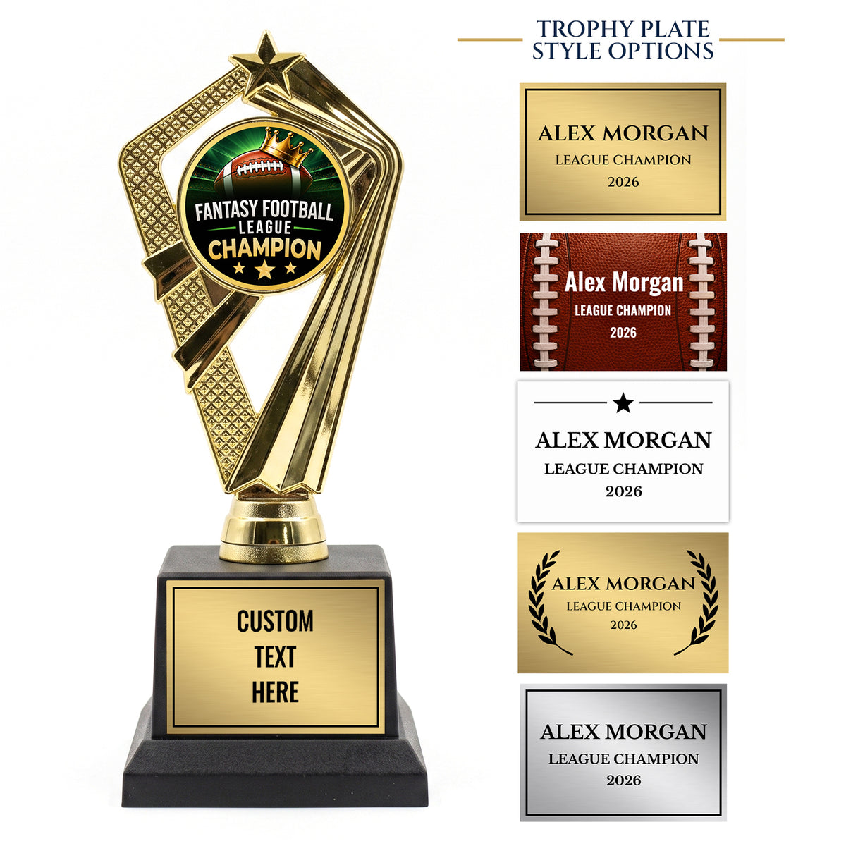 All Quality Fantasy Football League Champion Trophy, Custom Engraved — Personalized Fantasy Football Championship Award