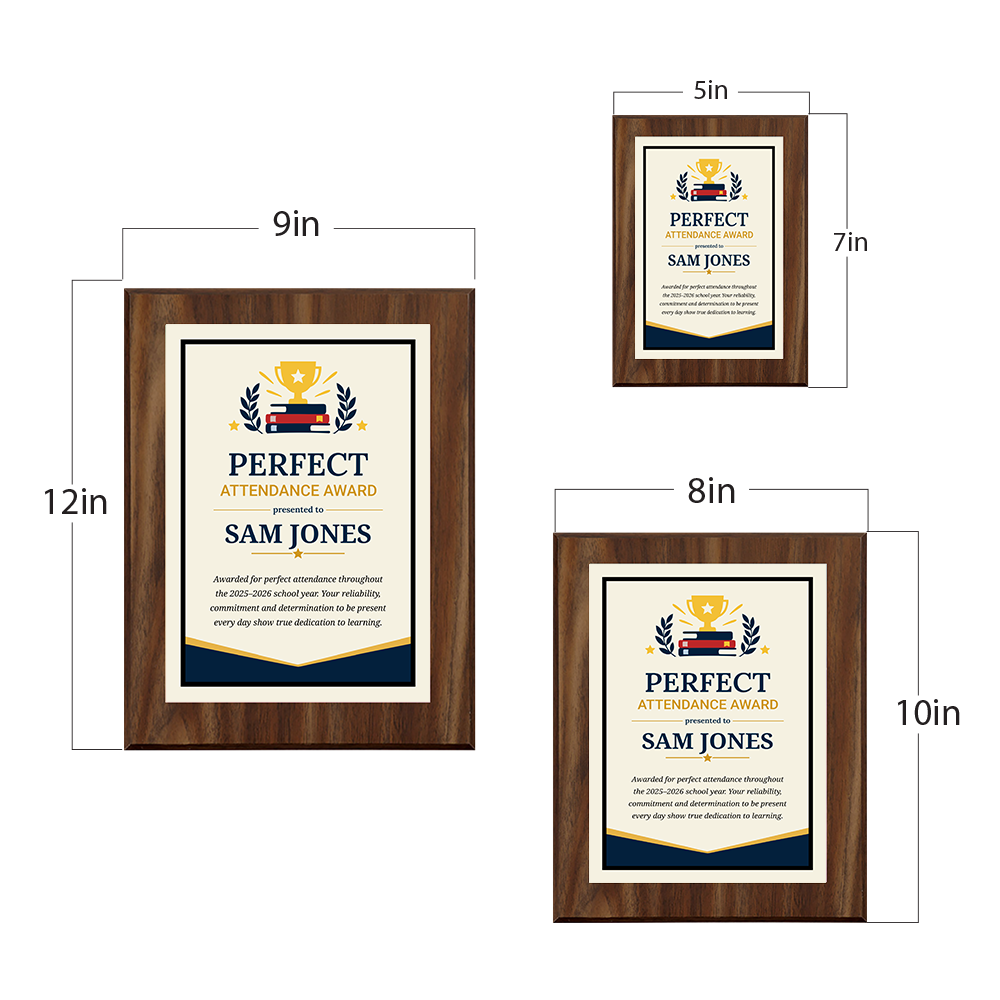 Perfect Attendance Award' Personalized Wall Plaque With Easel Acrylic Stand | Education Recognition School Award Plaques