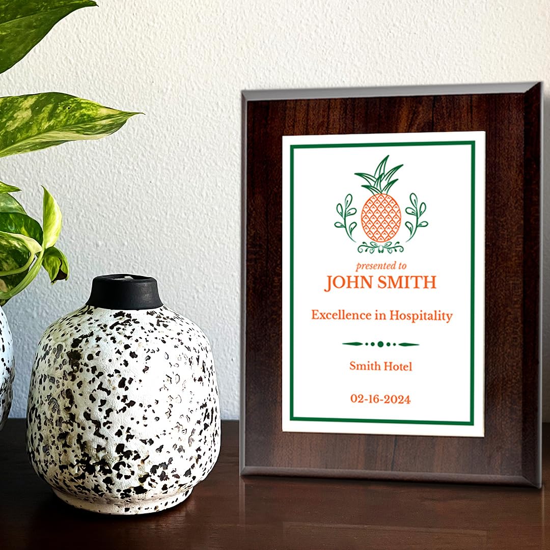 Hospitality Theme Customizable Award Plaque | Easel Mount Option | Recognition of Achievement and Service Personalizable Plaques