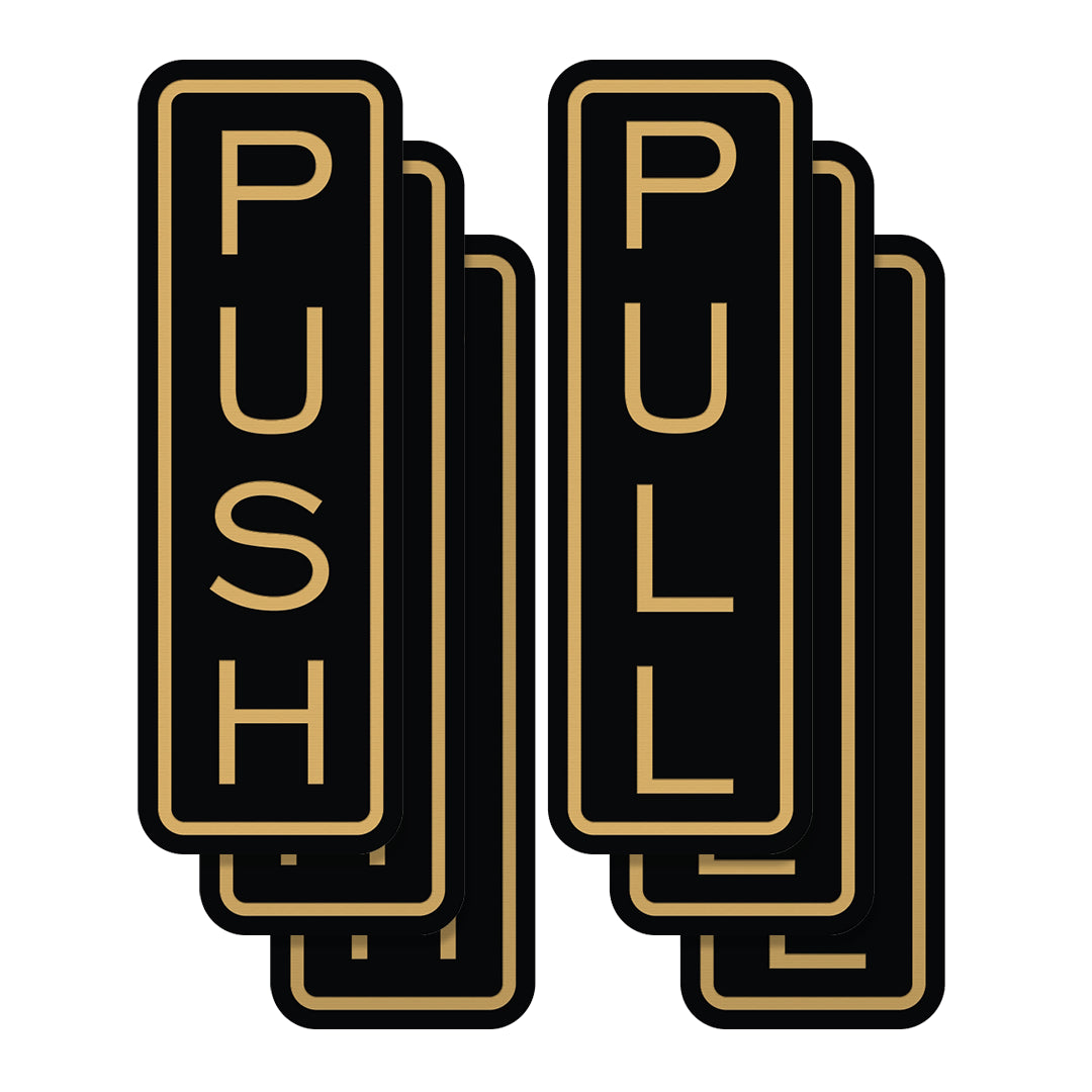 Signs ByLITA Classic Vertical Push Pull Self-Adhesive Door Sign for Businesses, Shops, Restaurants, Hotels and more (3 Pack) Wall or Door Sign