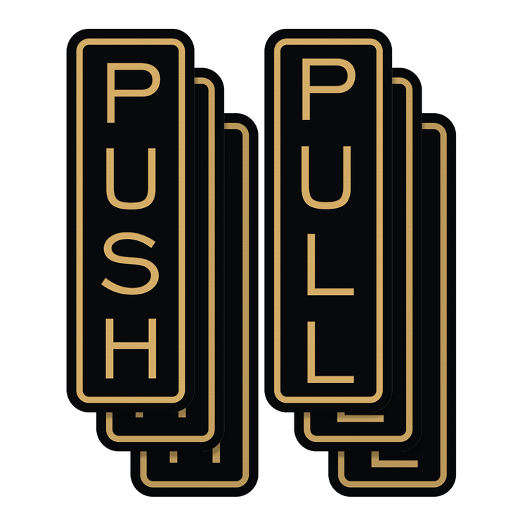 Signs ByLITA Classic Vertical Push Pull Self-Adhesive Door Sign for Businesses, Shops, Restaurants, Hotels and more (3 Pack) Wall or Door Sign