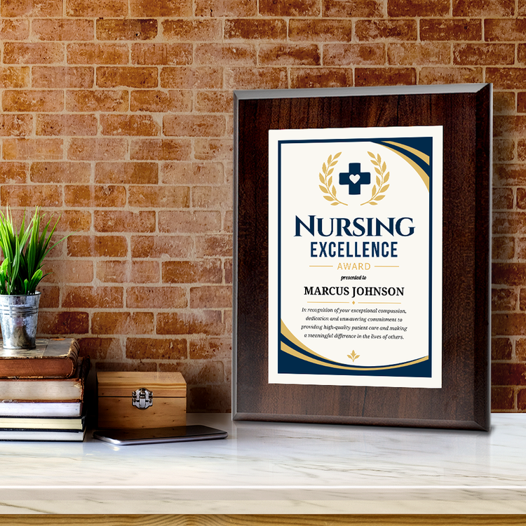 Nursing Excellence Award Personalized Wall Plaque With Easel Acrylic Stand | Professional/Industry Recognition Award Plaques