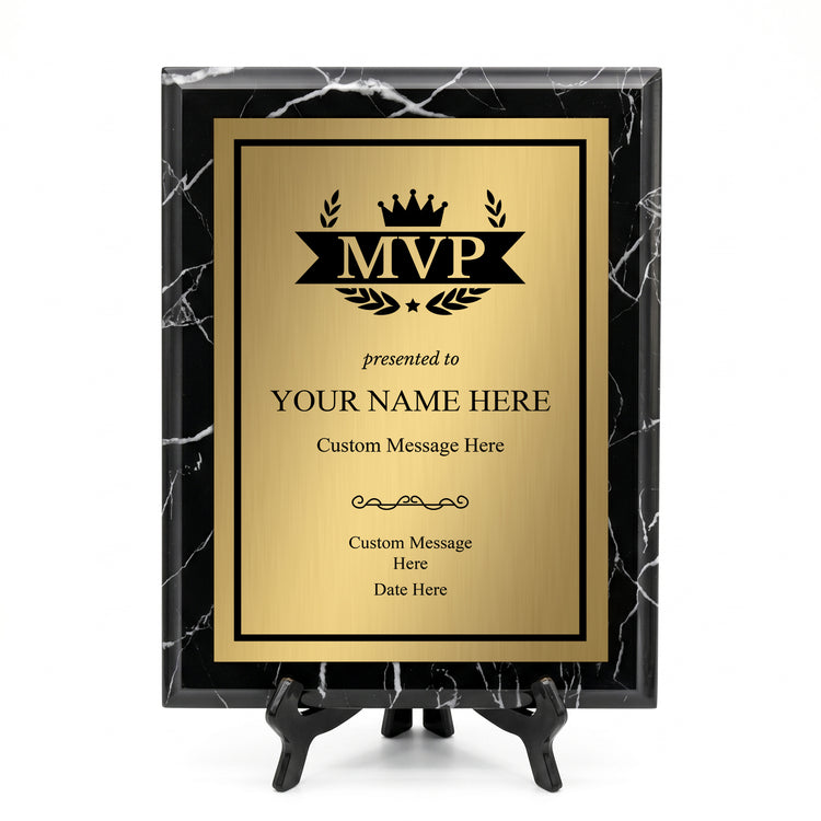 Personalized Award & Recognition Marble Effect Wall Plaques, Custom Plaques with Optional Easel Stand for Ceremonies, Achievements & Tributes