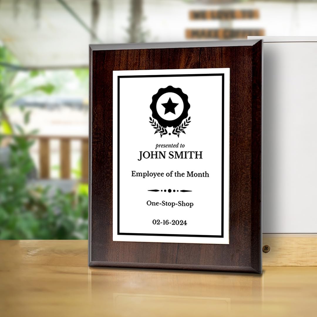 Employee Of The Month Customizable Award Plaque Easel Mount Option | Recognition of Achievement and Service Personalizable Plaques