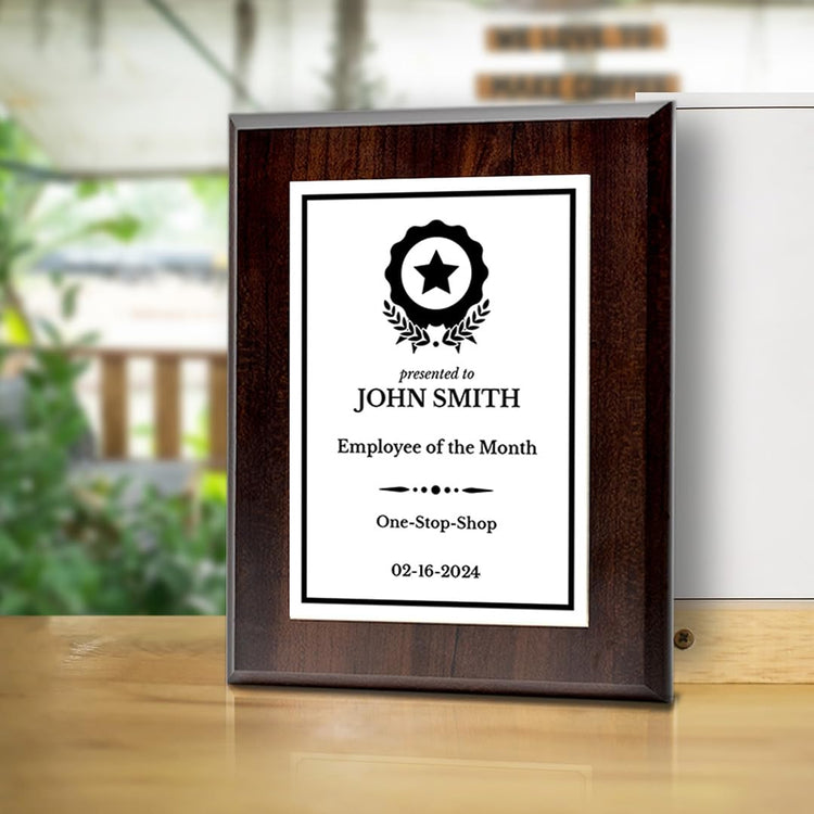 Employee Of The Month Customizable Award Plaque Easel Mount Option | Recognition of Achievement and Service Personalizable Plaques