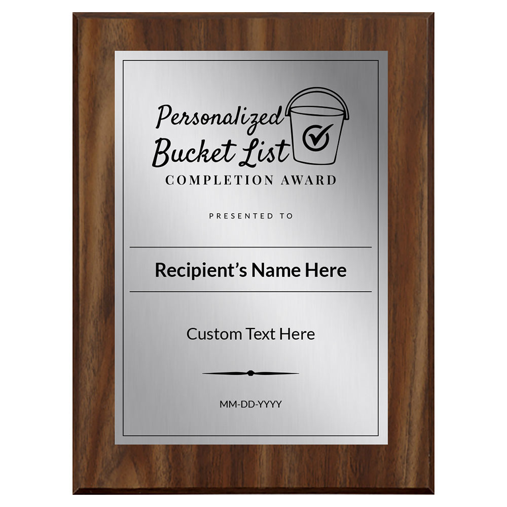Personalized Bucket List Completion Custom Award Wall Plaque With Easel Acrylic Stand | Personal Achievement Wall Plaques