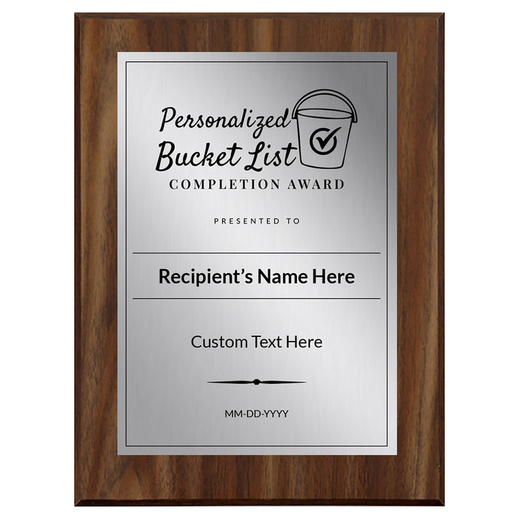 Personalized Bucket List Completion Custom Award Wall Plaque With Easel Acrylic Stand | Personal Achievement Wall Plaques