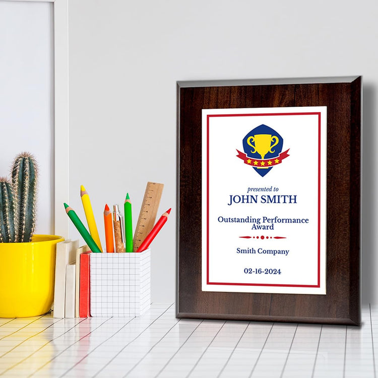 Performance and Recognition Customizable Award Plaque | Easel Mount Option | Achievement and Service Personalizable Prize Plaques