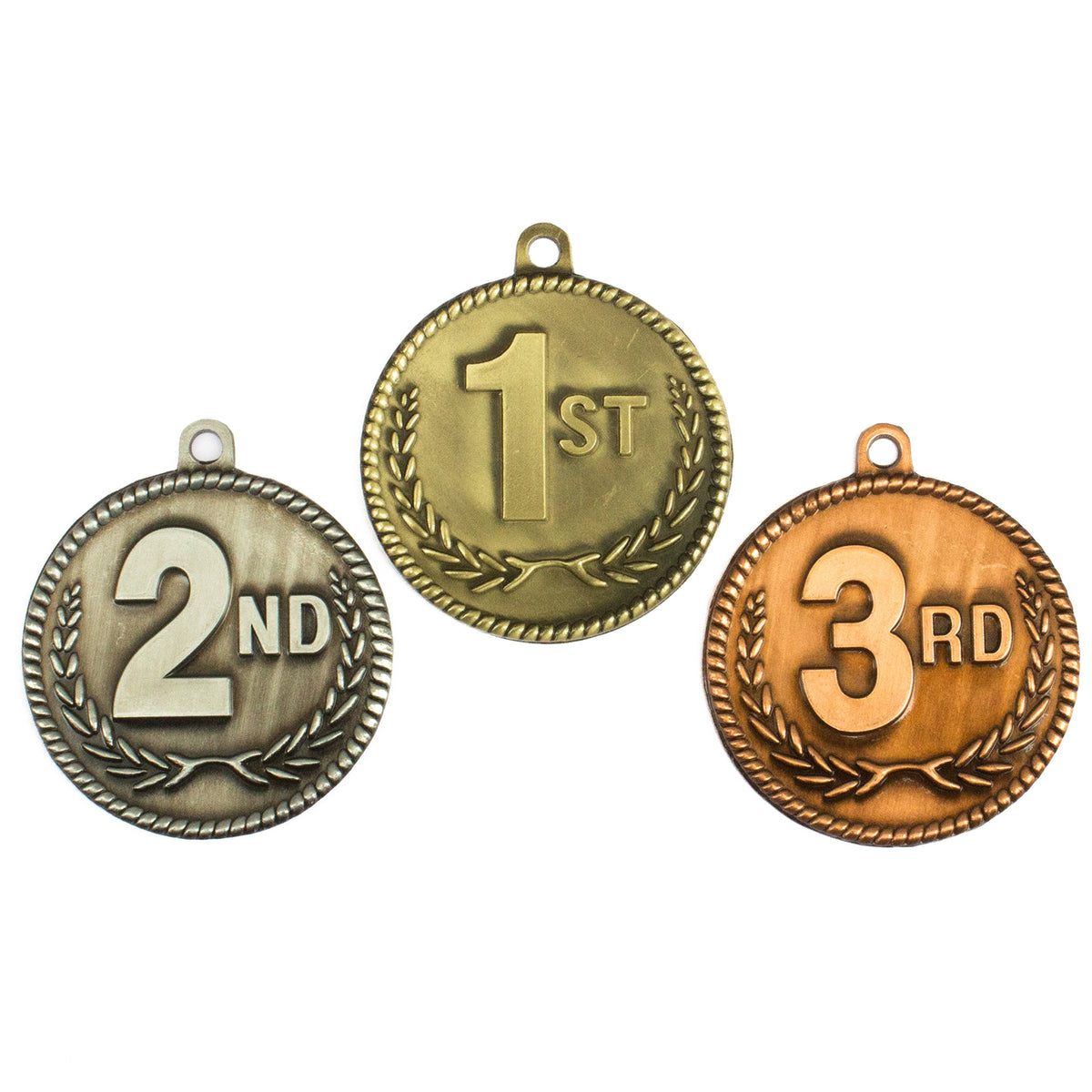 1st 2nd 3rd Place High Relief Award Medals - 3 Piece Set (Gold, Silver, Bronze) Includes Custom Designed Neck Ribbon
