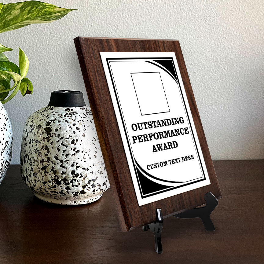 Outstanding Performance Award Personalized (Wooden) Wall Plaque With Easel Acrylic Stand | Workplace Recognition Ceremonies Award Plaques