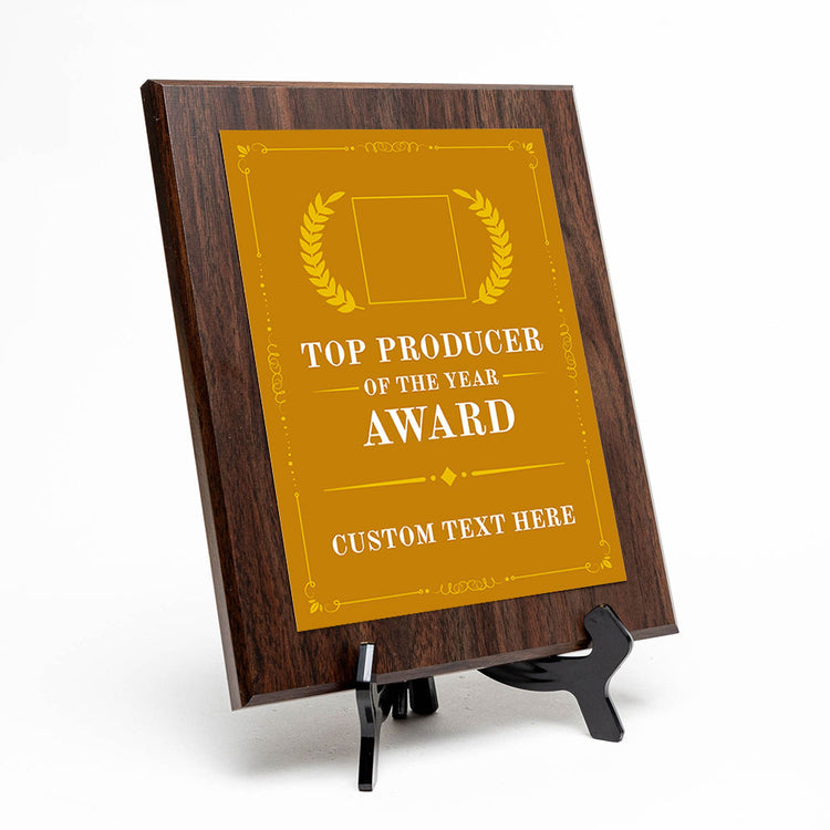 Top Producer of the Year Award Personalized (Wooden) Wall Plaque With Easel Acrylic Stand | Workplace Recognition Ceremonies Award Plaques