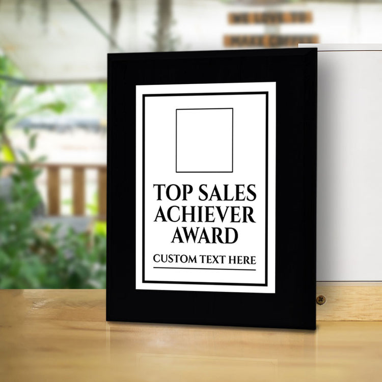 Top Sales Achiever Award Personalized (Black) Wall Plaque With Easel Acrylic Stand | Workplace Recognition Ceremonies Award Plaques